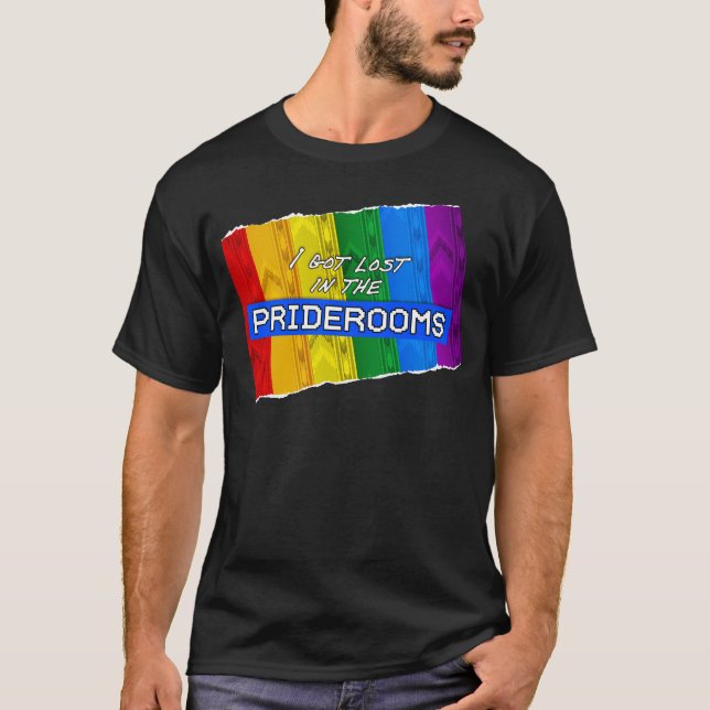 Jag Gick Vilse I Priderooms - Backrooms Regnbåge T Shirt (Framsida)