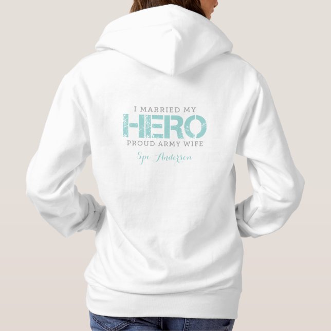 Jag gifte mig med min Hero - arméfru T-shirt (Baksida)