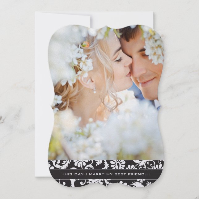 Jag gifter mig med min bästa vän Photo Damask bröl Inbjudningar (Framsida)