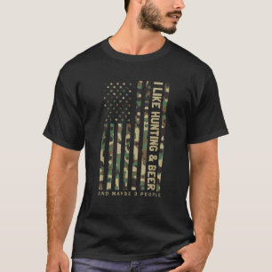 Jag gillar att jaga öl och kanske 3 människor kamo t shirt