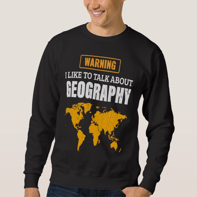 Jag Gillar Att Prata Om Geografilärare Lång Ärmad Tröja (Framsida)