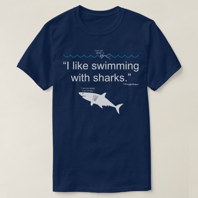 Jag Gillar Att Simma Med Hajar T Shirt (Design framsida)