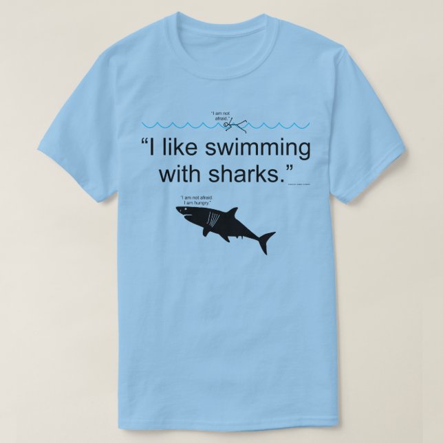 Jag Gillar Att Simma Med Hajar T Shirt (Design framsida)