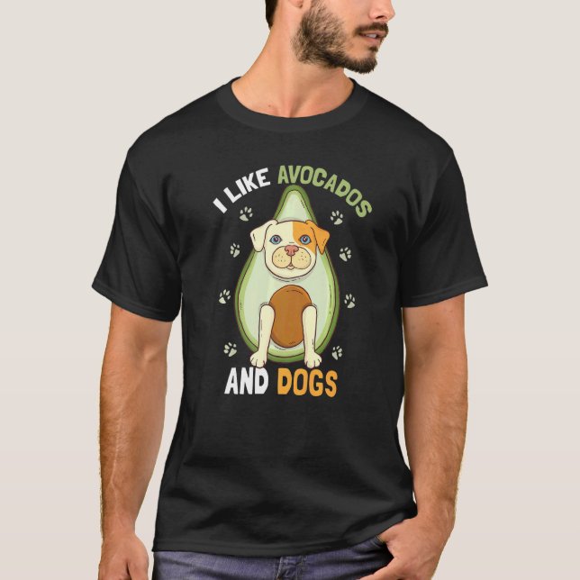 Jag gillar Avocados och Hundar Hund Guacamole Pet  T Shirt (Framsida)