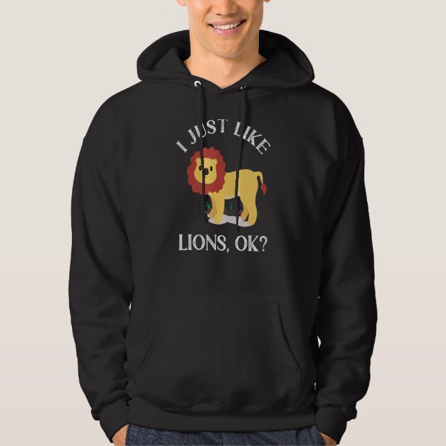Jag gillar bara Lejon Cute Lejon Hoodie (Framsida)