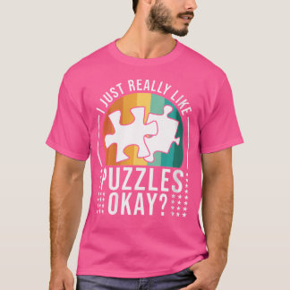 Jag Gillar Bara Pussel Pusselälskare Roligt Pussel T Shirt