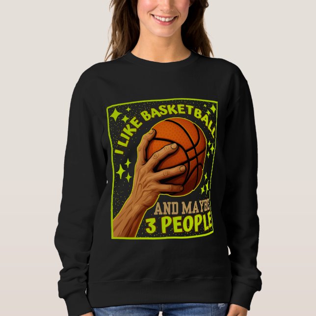 Jag gillar basket och kanske 3 personer t shirt (Framsida)