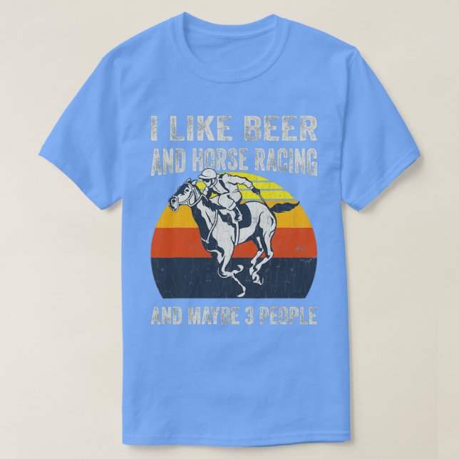 Jag gillar Beer Horse Tävla T Shirt (Design framsida)