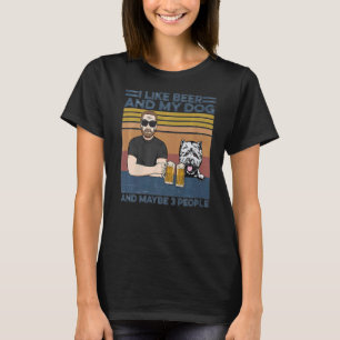 Jag gillar Beer Hund och kanske 3 People Hund T Shirt