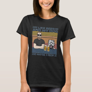 Jag gillar Beer Hund och kanske 3 People Hund T Shirt