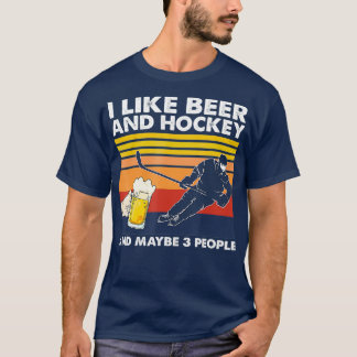 Jag gillar Beer och Hockey kanske tre personer Ret T Shirt