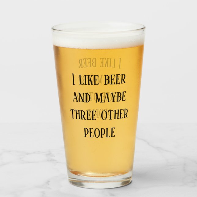 Jag gillar Beer och kanske tre andra. Glaskopp (Framsida fylld)