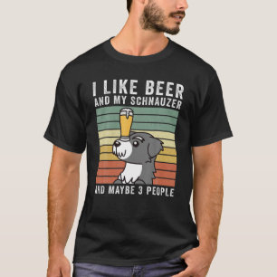 Jag gillar Beer och min Schnauzer Retro Vintage Hu T Shirt