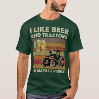 Jag gillar Beer Tractor och kanske 3 People Vintag T Shirt