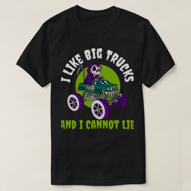 Jag gillar Big Lastbilar Funny Monster Lastbil Gif T Shirt (Design framsida)