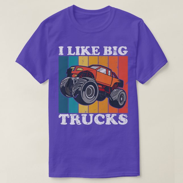 Jag gillar Big Monster Lastbilar T Shirt (Design framsida)