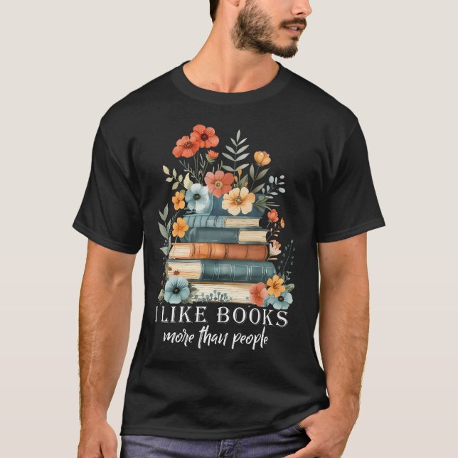 Jag gillar böcker mer än människor som läser läsar t shirt (Framsida)