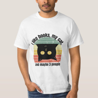 Jag Gillar Böcker Min Katt Och Kanske 3 Människor T Shirt
