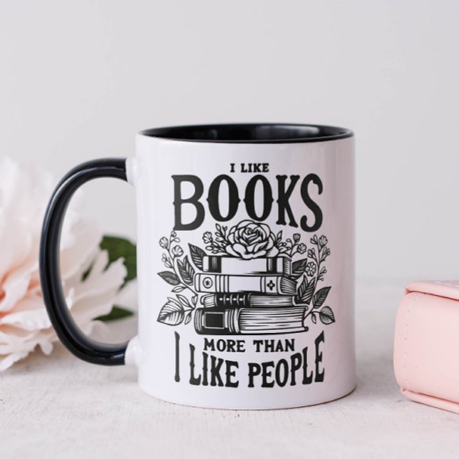 Jag gillar Bokar Mugg (I Like Books More Than I Like People Mug)