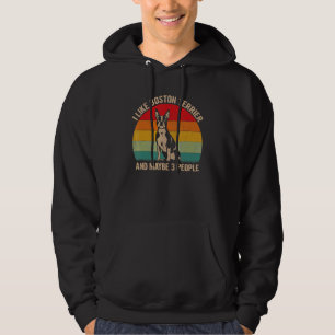 Jag gillar Boston Terrier och kanske 3 People Hund Hoodie