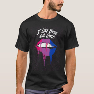 Jag gillar Boys och Girls Bisexual HGBTQ Bi-Pride- T Shirt