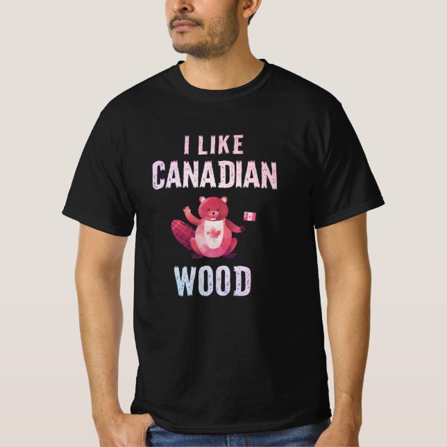 Jag gillar Canadian Wood Beaver Canada Native T Shirt (Framsida)