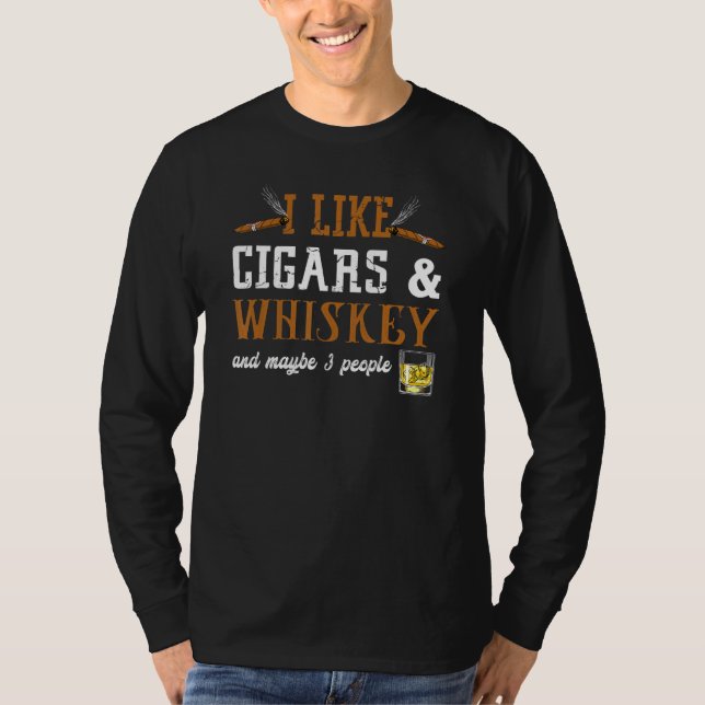 Jag gillar Cigars Whiskey Cigars T Shirt (Framsida)