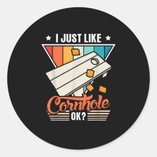 Jag gillar Cornhål ok Cornhole Runt Klistermärke