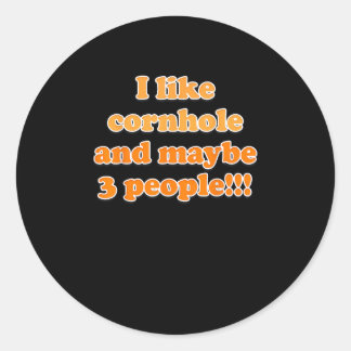 Jag gillar Cornhole och kanske 3 personer Cornhole Runt Klistermärke