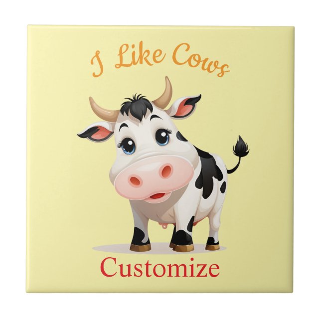 Jag gillar Cows Art Thunder_Cove Kakelplatta (Framsidan)