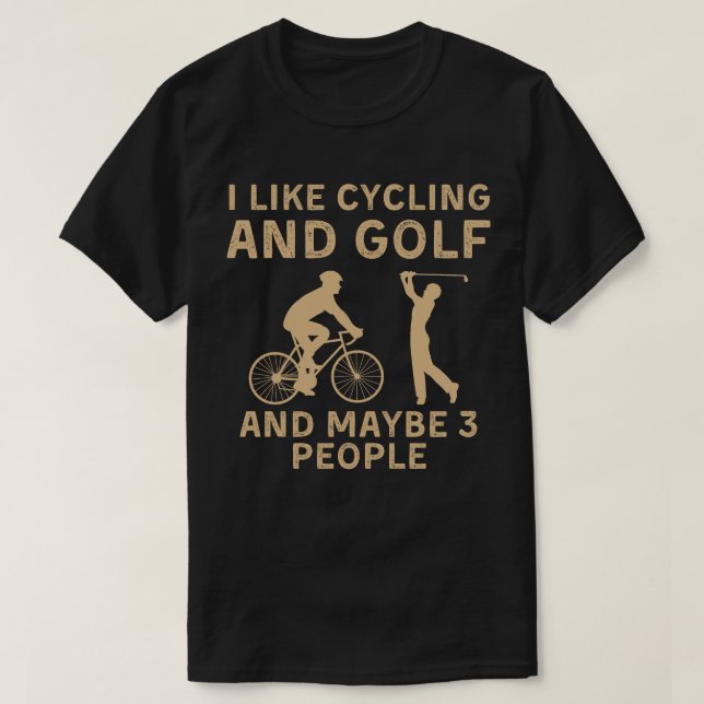 Jag gillar cykling och golf och kanske tre persone t shirt (Design framsida)