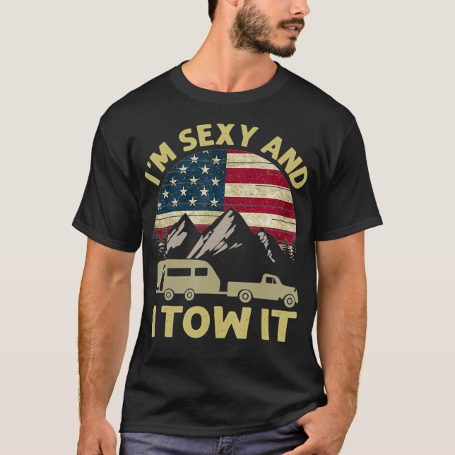 Jag gillar det amerikanska Flagga Caravan. T Shirt (Framsida)