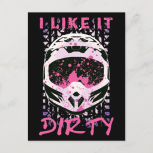 Jag gillar det smutsigt - Dirt Bike Funny Quote Vykort