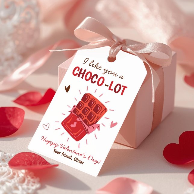 Jag Gillar Dig en Choco-lot Alla Hjärtans Dagskort Presentetikett (Skapare uppladdad)