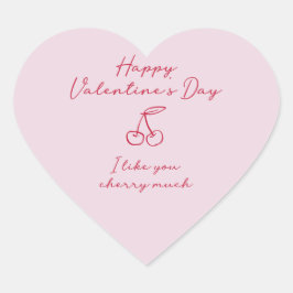 Jag gillar dig körsbär mycket Valentines day Rosa Hjärtformat Klistermärke