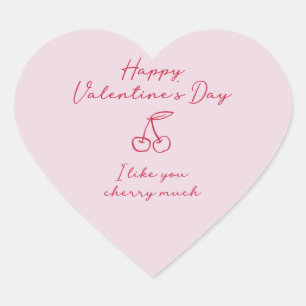 Jag gillar dig körsbär mycket Valentines day Rosa Hjärtformat Klistermärke