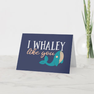 Jag gillar dig som Cute Whale Funny Valentindagen. Helgkort