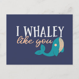 Jag gillar dig som Cute Whale Funny Valentindagen. Vykort