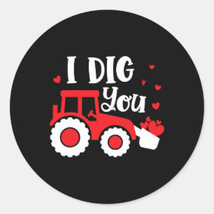 Jag gillar dig Traktor Bygg Hjärt Kärlig Alla Hjär Runt Klistermärke