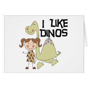 Jag gillar Dinos-Flicka Tshirts och gåvor Hälsningskort