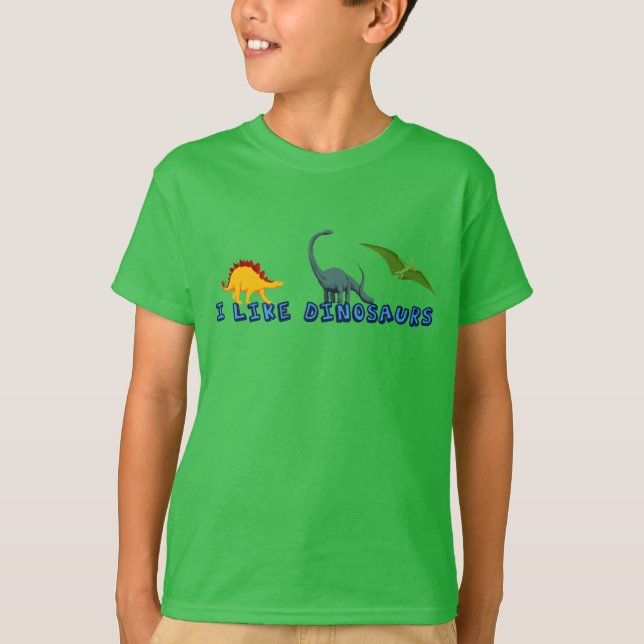 Jag gillar Dinosaurs Kids Tee (Framsida)