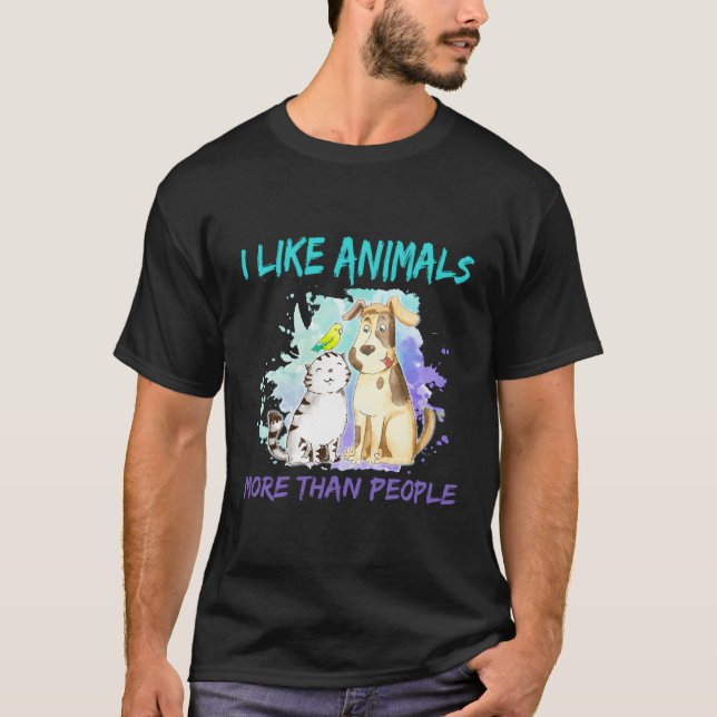 Jag gillar djur mer än människor t shirt (Framsida)