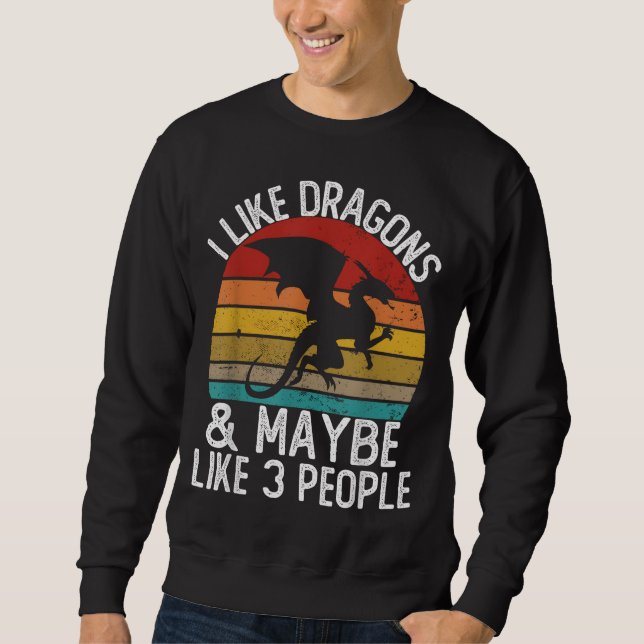 Jag gillar Dragons och kanske som 3 människor Drag Lång Ärmad Tröja (Framsida)