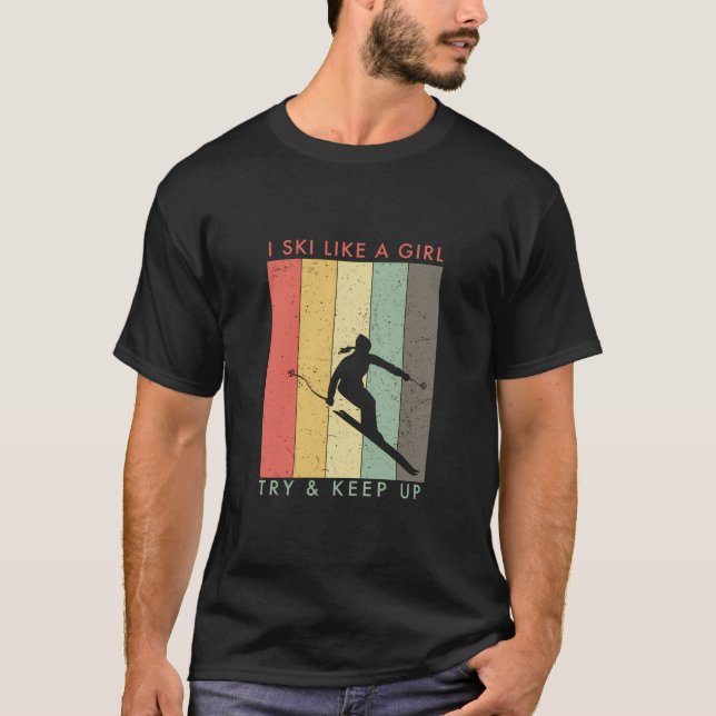 Jag gillar en flicka. Prova och Behålla upp Retro- T Shirt (Framsida)