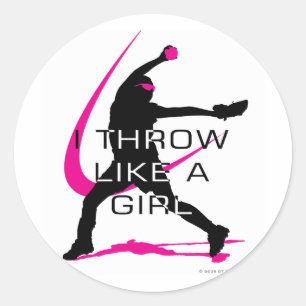 Jag gillar en Rosa Softball Runt Klistermärke