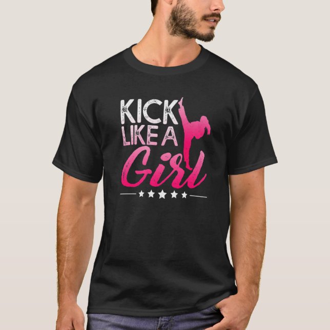Jag gillar en tjej Karate Kickboxing Girl T Shirt (Framsida)