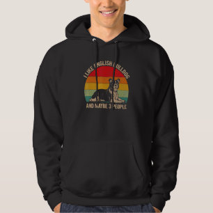 Jag gillar engelska Bulldog och kanske 3 människor Hoodie