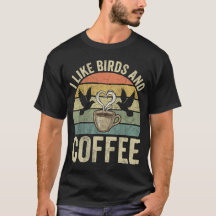 Jag gillar fåglar och kaffe Retro Vintage Solnedgå