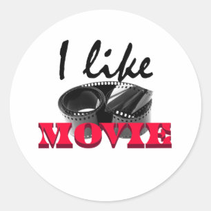Jag gillar film runt klistermärke