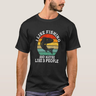Jag gillar fiske och kanske 3 personer Retro T Shirt